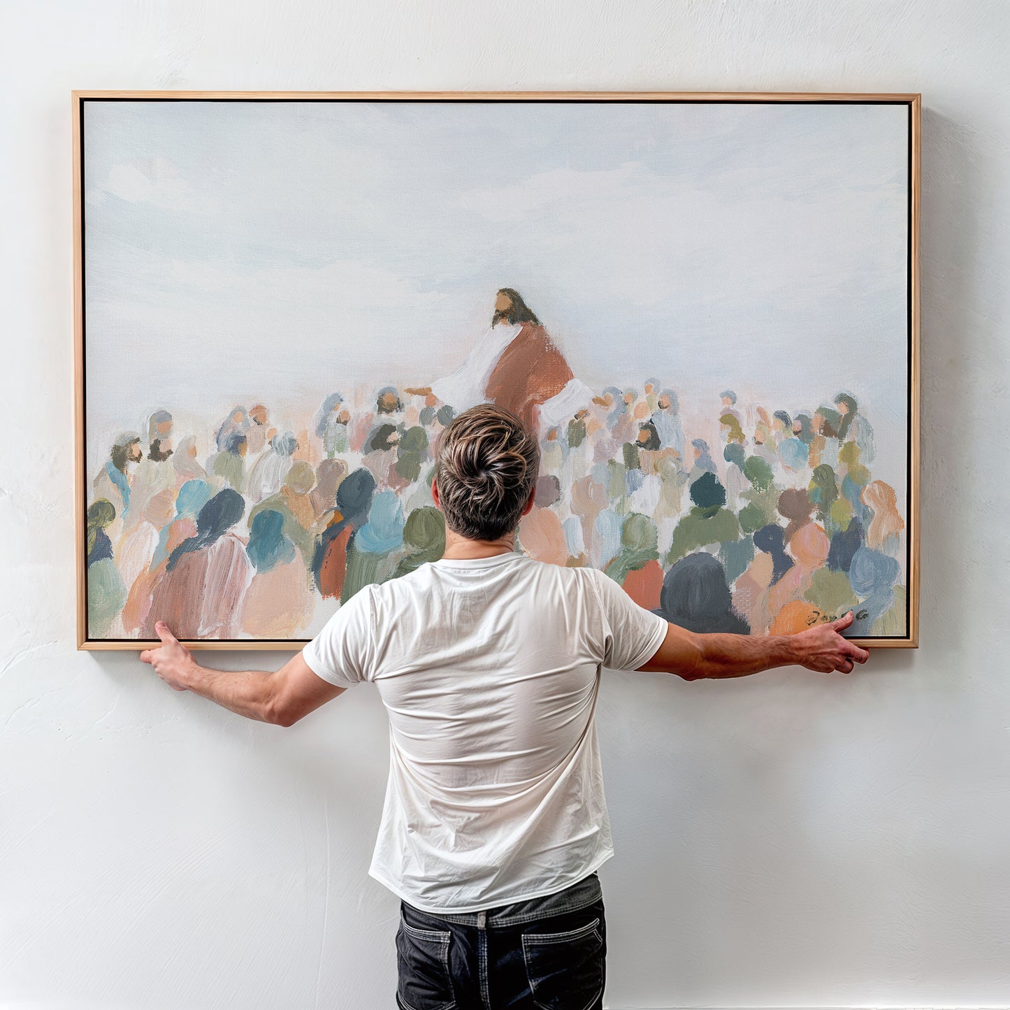 Modern Christian Art - Jesus Teaching the Crowd Painting