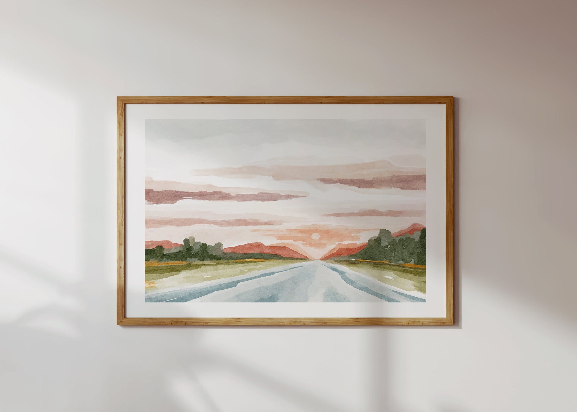 Sunset Landscape Watercolor Painting